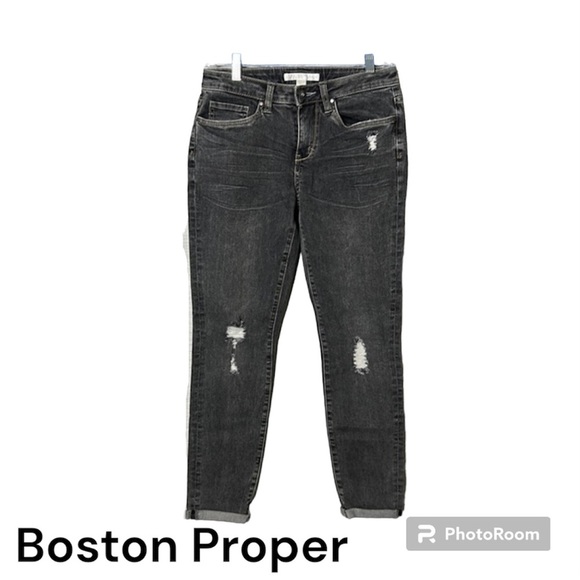 Boston Proper So Sexy Skinny Boyfriend Black Wash Jeans Size 4 NWT - Picture 1 of 11